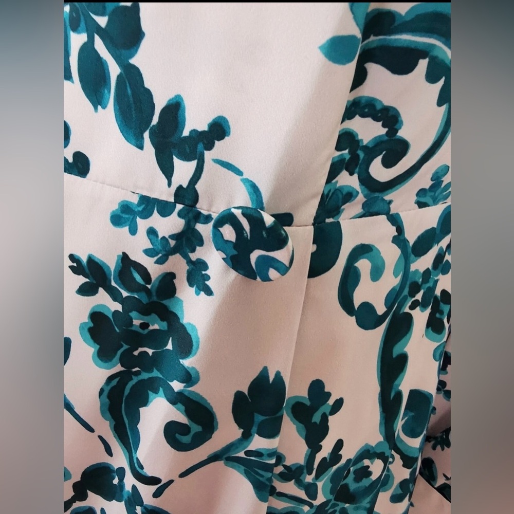 MARINA RINALDI DOMANDA Wrap Midi Dress in Teal Floral Print NWT 20 - Picture 5 of 13
